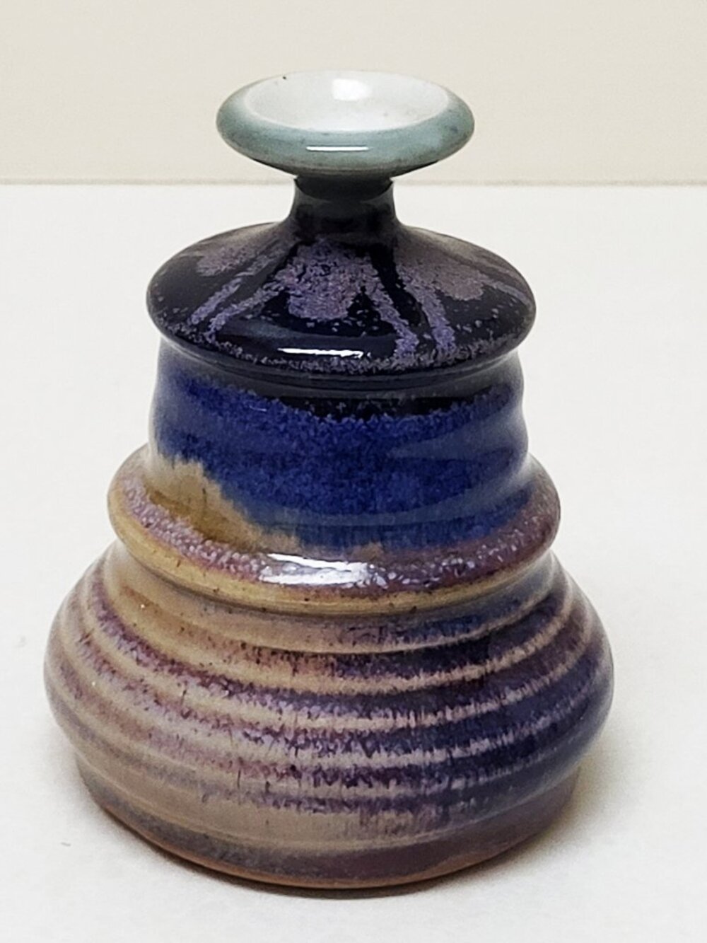 Vtg Studio Pottery Vase Candle Holder Incense Oil Vessel Art Craft Signed 70s US